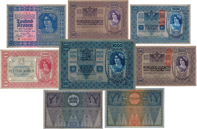 Блуждающее клише банкноты 1000 крон 1902 года