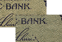 Серо-зелёный и серо-бежевый варианты фона штемпелеванной банкноты 10000 крон 1920 года