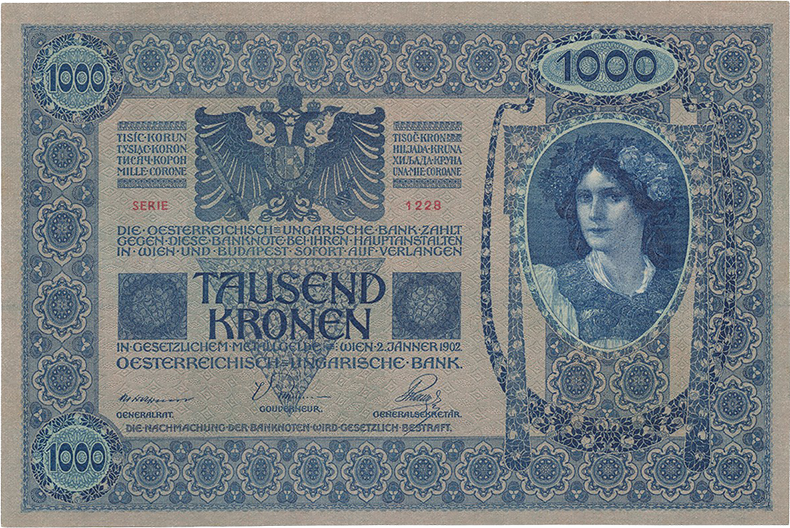 1000 крон 1902 года первый вариант (аверс)