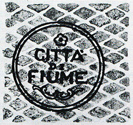 Штемпель с круглой печатью CITTÀ DI FIUME на прямоугольном поле из ромбов (III-й тип)