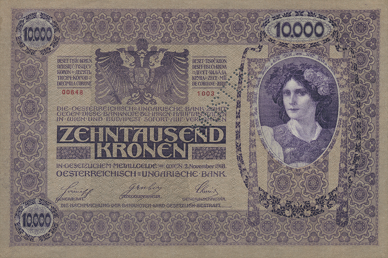 Образец 10000 крон 1918 года (аверс)