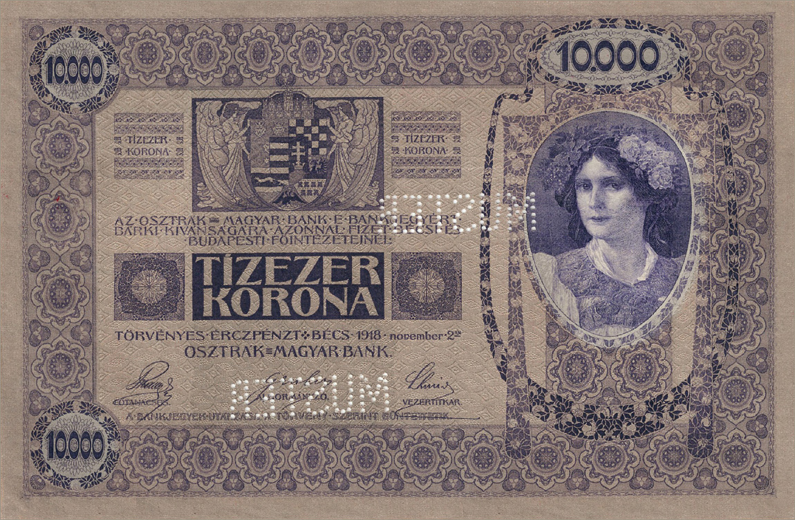 Образец 100 крон 1910 года (реверс)