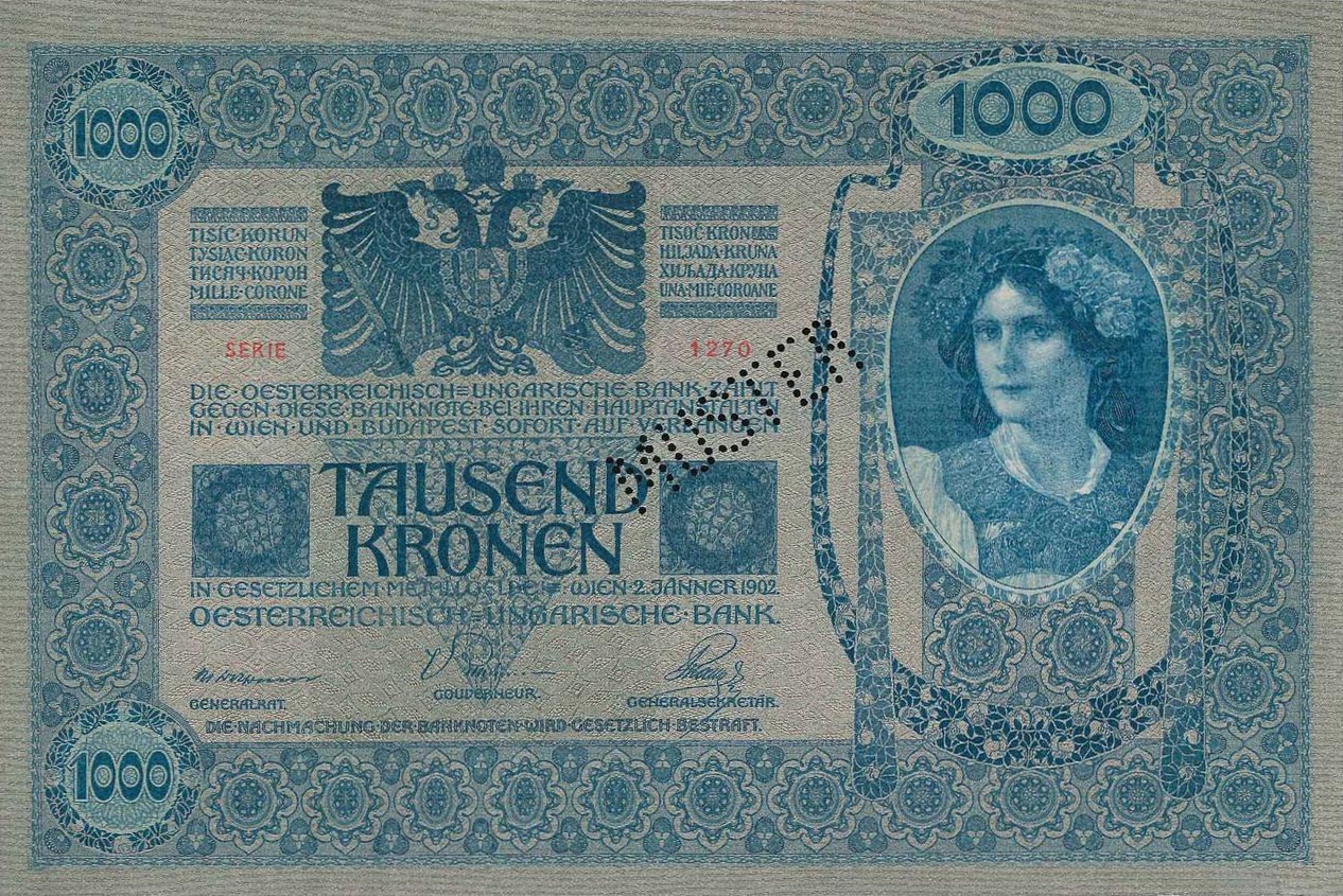 Образец 1000 крон 1902 года (аверс)