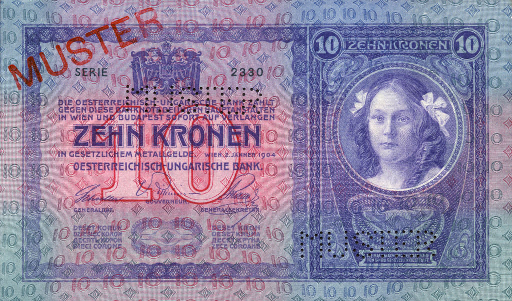 Образец 10 крон 1904 года (аверс)