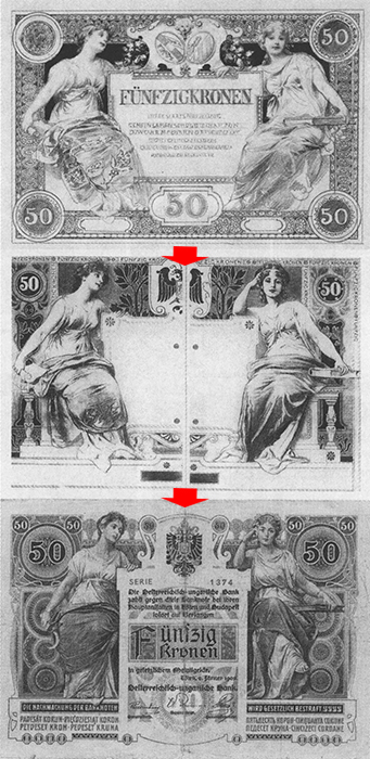 Создание дизайна банкноты 50 крон 1902 года