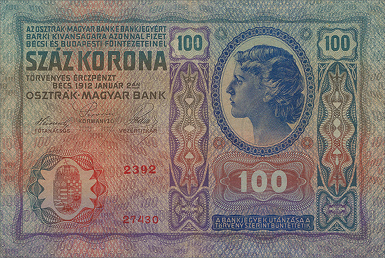 100 крон 1912 года третий вариант (реверс)